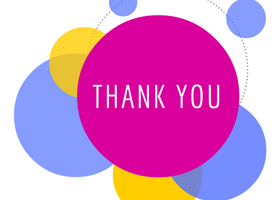 Thank you written in bubbles