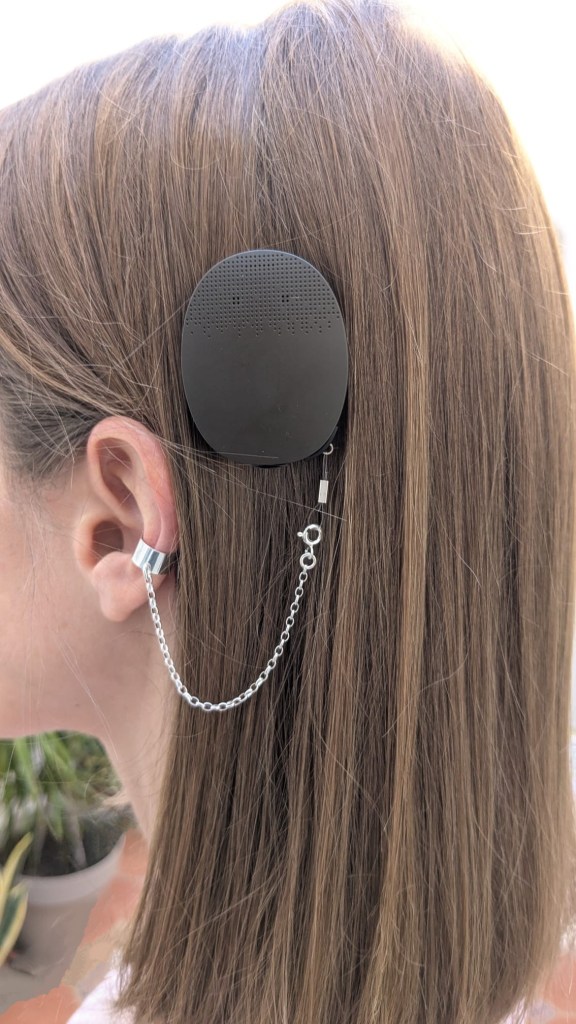 CI processor with safety chain and ear cuff from Deafmetal